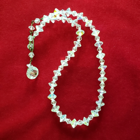 Vintage CHOKER CRYSTAL NECKLACE SINGLE STRAND hook clasp - Picture 6 of 12